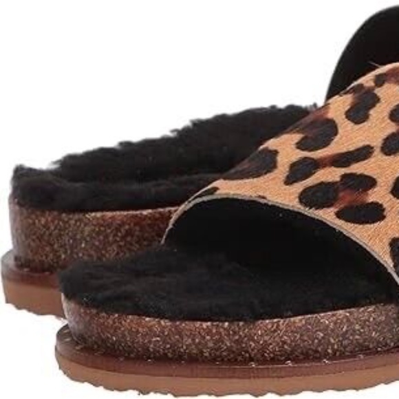 New Vince Camuto Women's Kanadial Slide Sandal Suede calf Hair Faux Fur Slip On - Picture 4 of 9